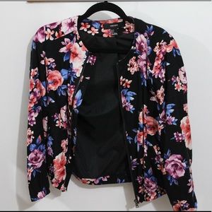 Floral pink and red bomber jacket